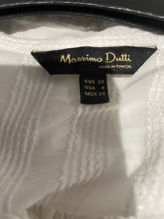 Biała bluzka Massimo Dutti prążki dekolt