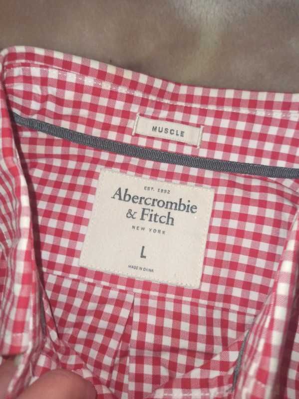 Koszula męska Abercrombie&Fitch w kolorze czerwonym białym, rozmiar L,