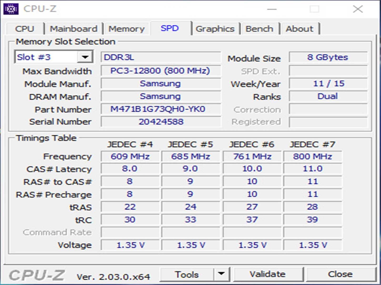 DDR3 8GB Samsung 12800 L