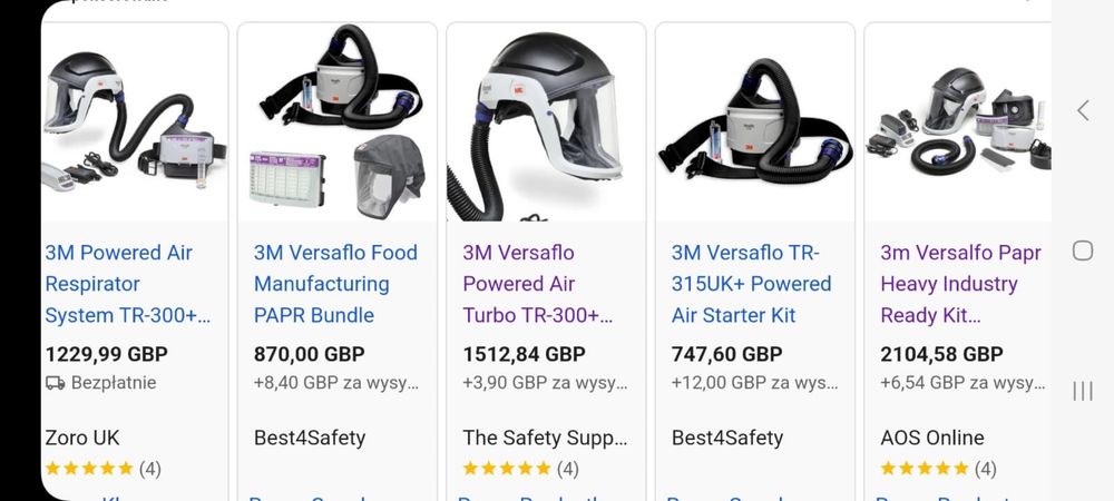 Przylbica do szlifowania z nawiewem