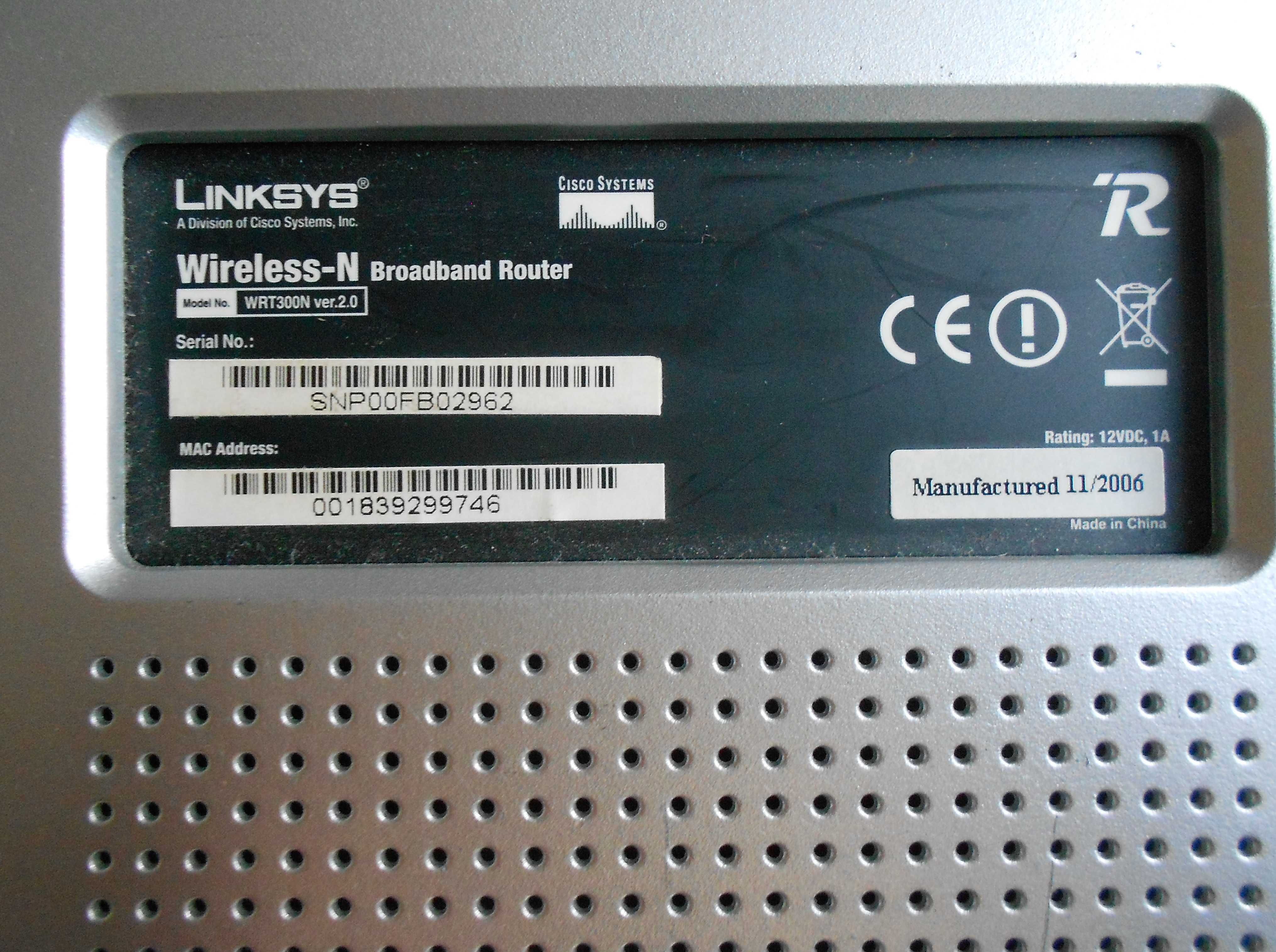 ROUTER Linksys WRT300N Ver. 2.0 MIMO