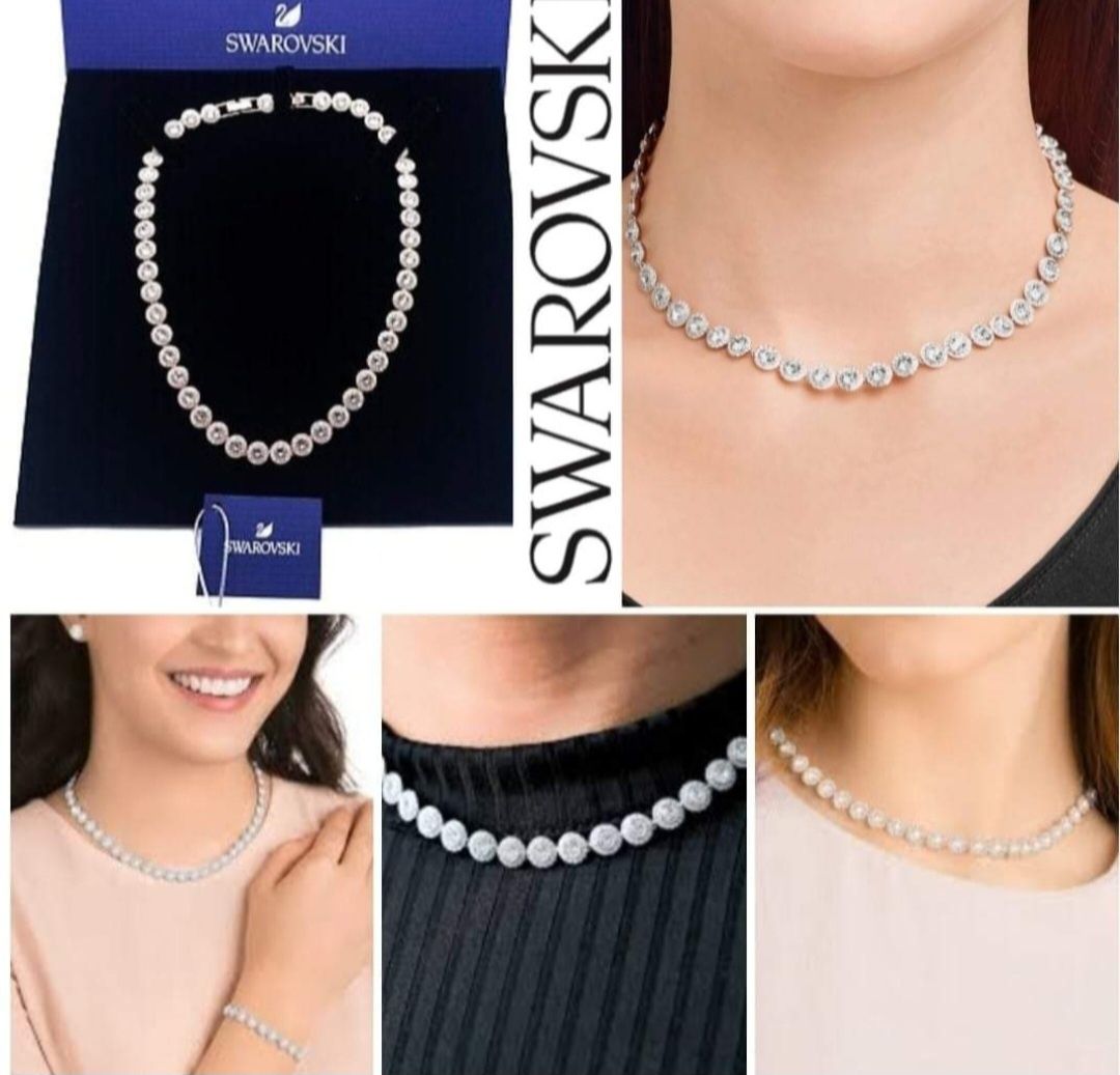 Naszyjnik kolia Angelic Swarovski cyrkonie łańcuszek ślub wesele