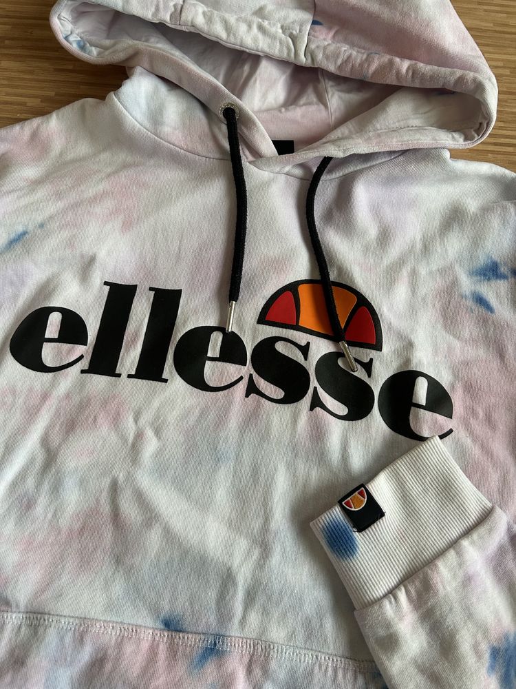 Kolorowa bluza ellesse S 36 z kapturem tie dye