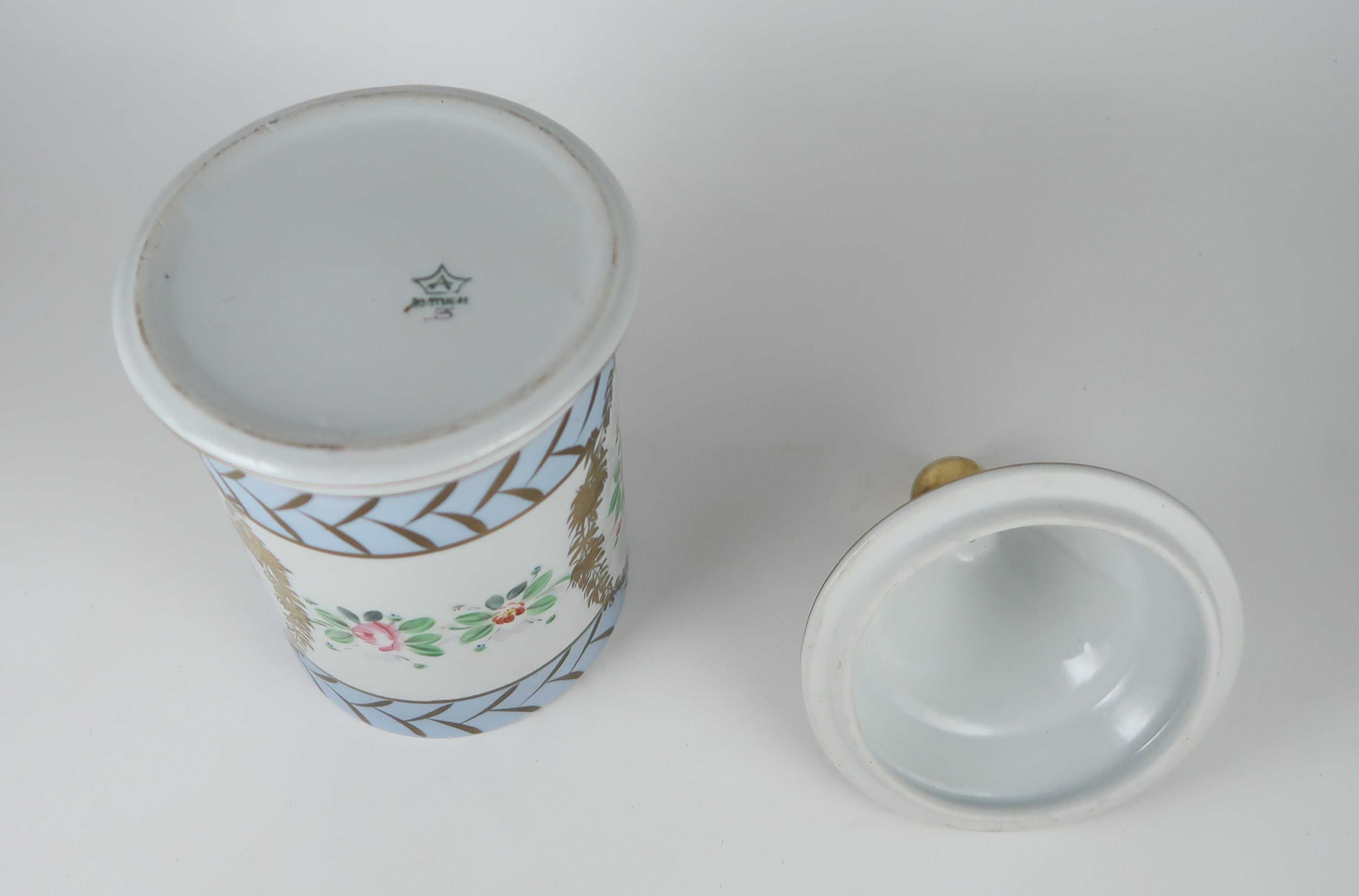 Conjunto de 3 potes em porcelana Artibus pintados à mão