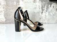 Buty damskie Aldo Gradifolia 36 23cm czarne złote sandały na obcasie
