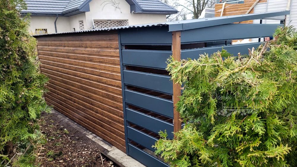 SCHOWEK DOMEK OGRODOWY 4,5x2,5 m wiata 1,5x2,5 2x okno  antracyt ID534