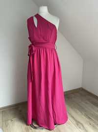 Długa różowa sukienka na jedno ramię Shein r.1XL