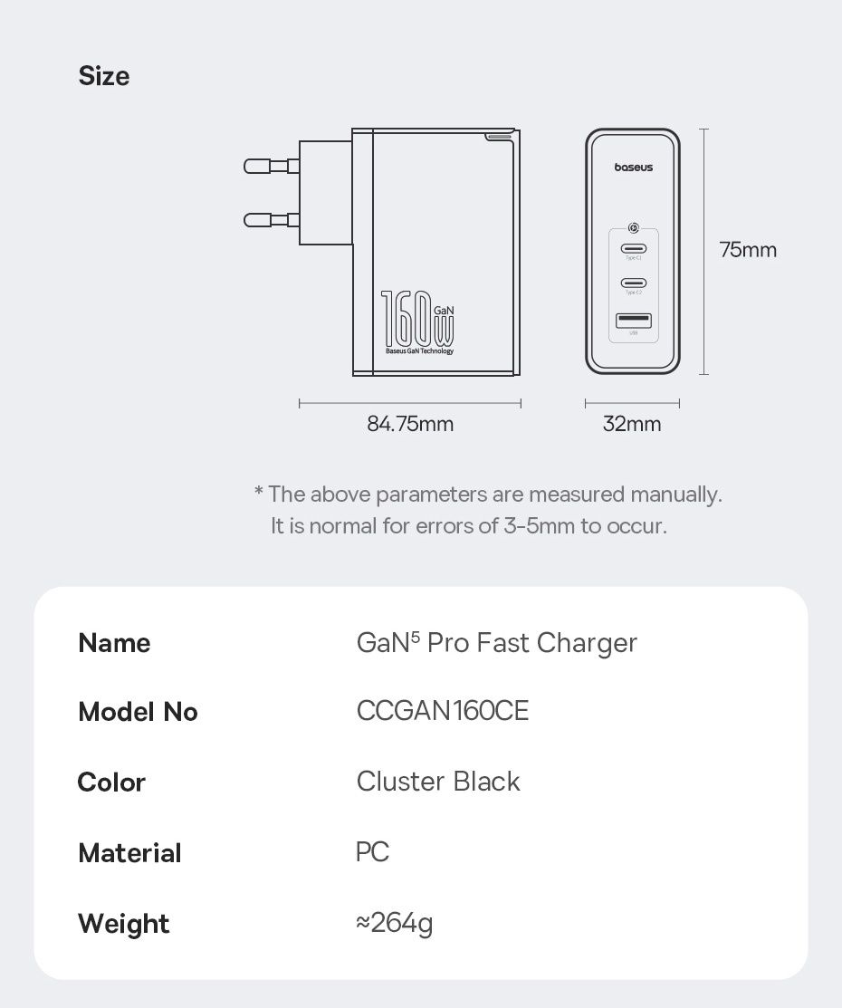 Зарядное устройство Baseus GaN5 Pro 160W QC4.0+PD3.1. Новое