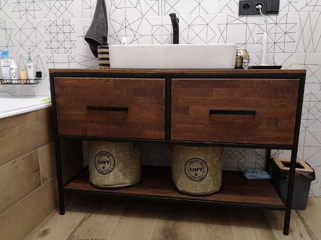 Szafka Łazienkowa Umywalkę Dąb - 170x45x80cm Loft Komoda Drewno dębowe