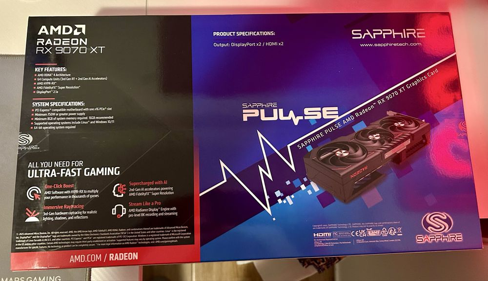 Placa Gráfica Sapphire Radeon RX 9070 XT Pulse 16GB