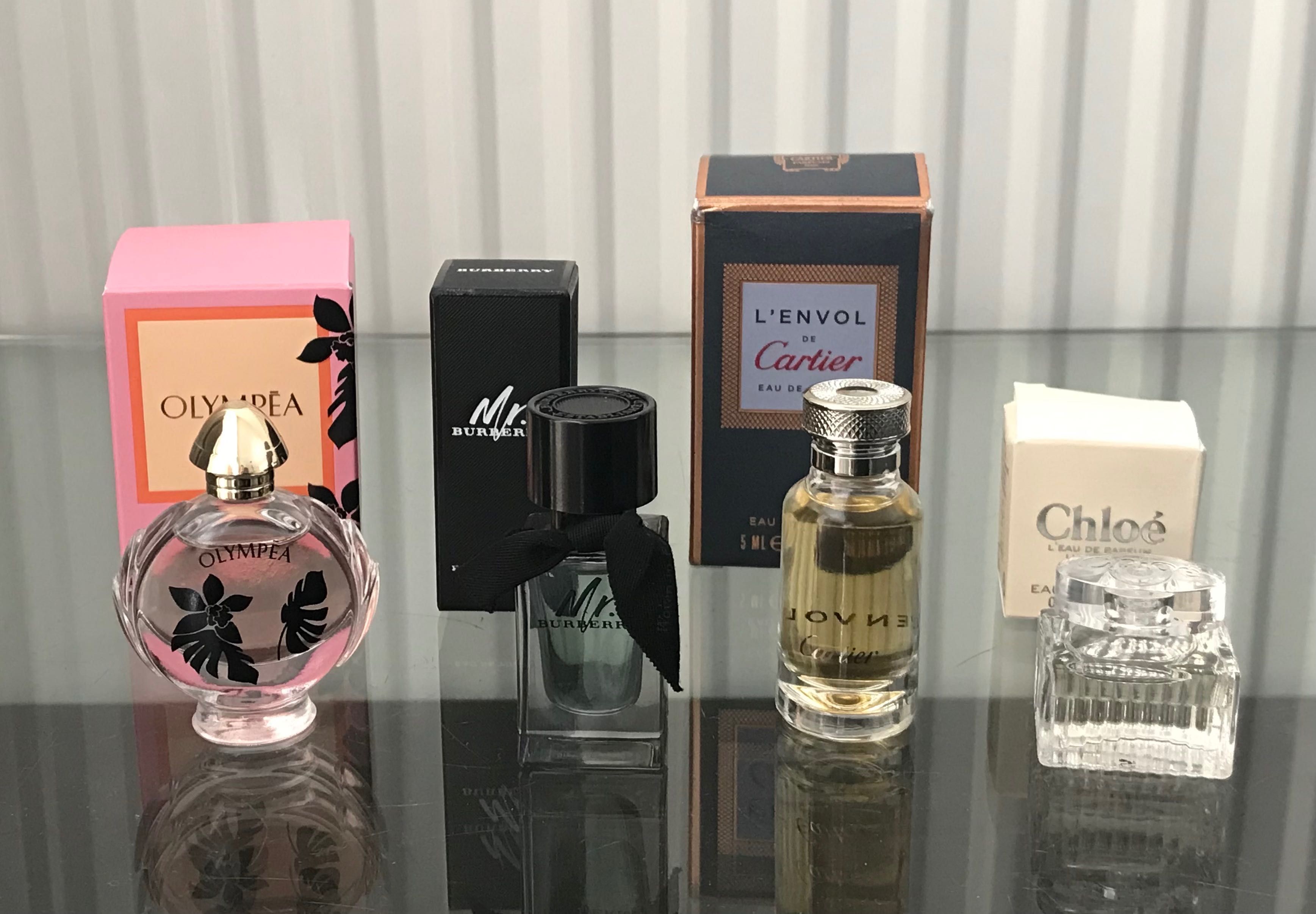 Zestaw miniatur Chloe, Olympea, Cartier, Burberry