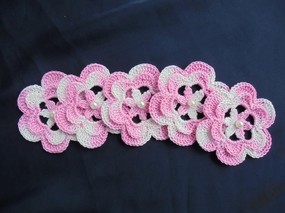 Flores em croché, para aplicar, 100% algodão, 6 cm