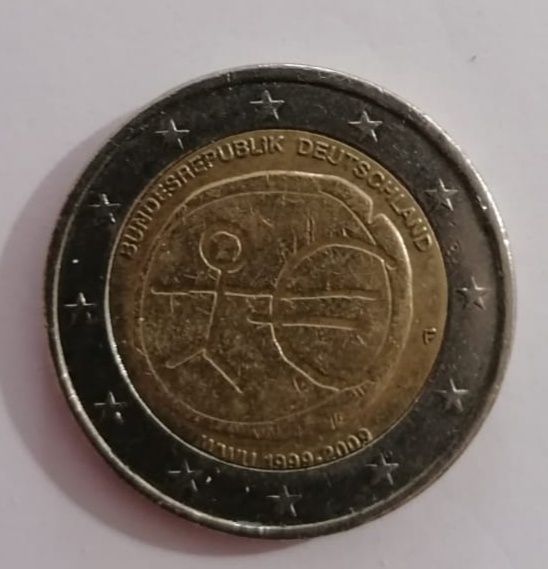 Moeda Alemanha 1999,2009 letra F c/ defeito.