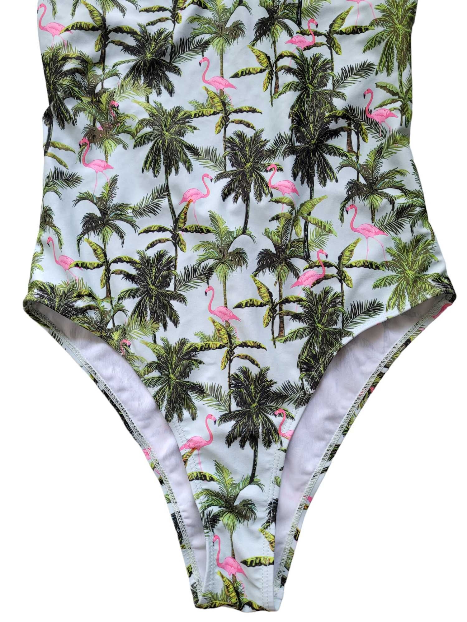 Jednocześciowy kostium strój kąpielowy 38,M flamingi palmy Primark