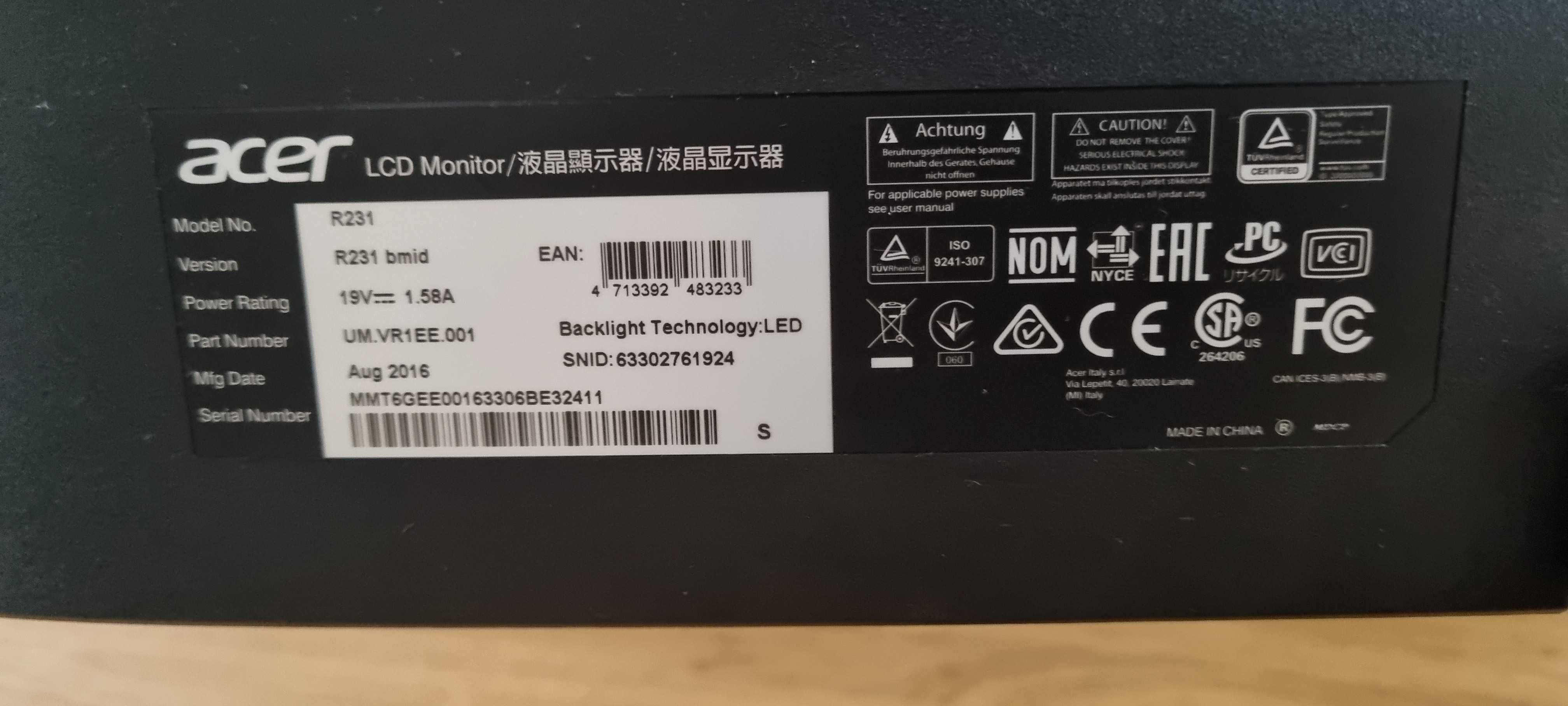 Monitor Acer 23" R231