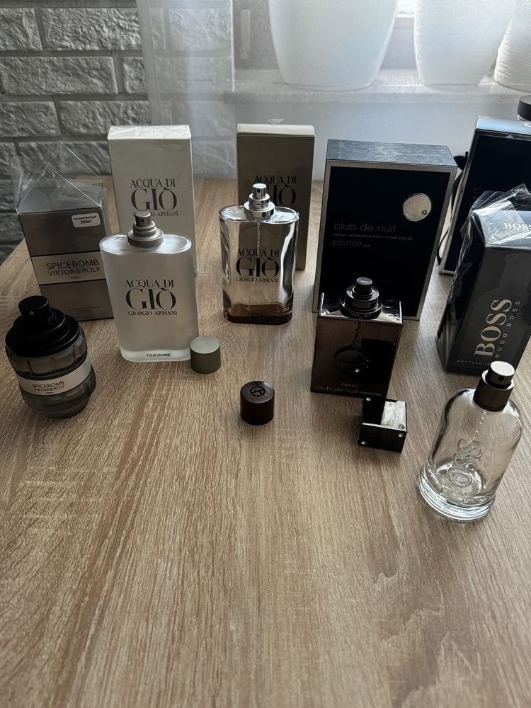Puste buteleczki, flakony perfum - Armani, Boss, Armaf, Viktor & Rolf
