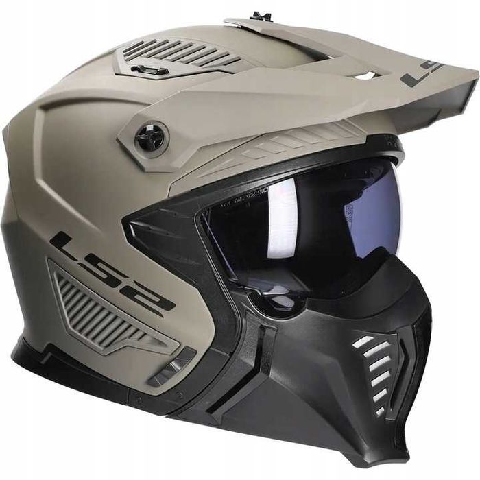KASK LS2 OF606 SAND odpinana szczęka daszek 2x  SZYBA S-XXL