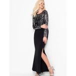 Bonorix Czarna Cekinowa Elegancka Sukienka Wieczorowa Syrena 32-34