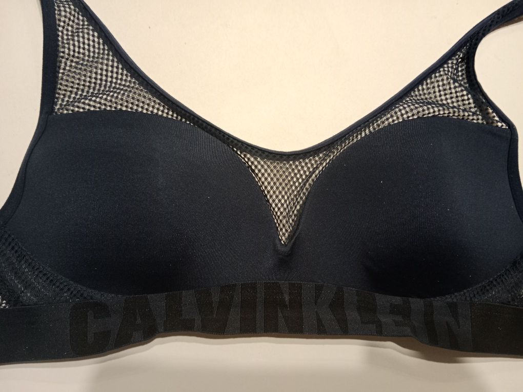 Granatowy stanik 75 B 36 Calvin Klein sportowy biustonosz CK koronka