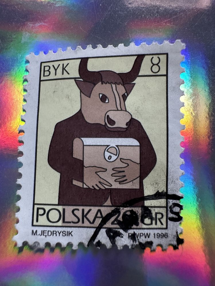 Znaczek pocztowy kolekcjonerski znak zodiaku byk