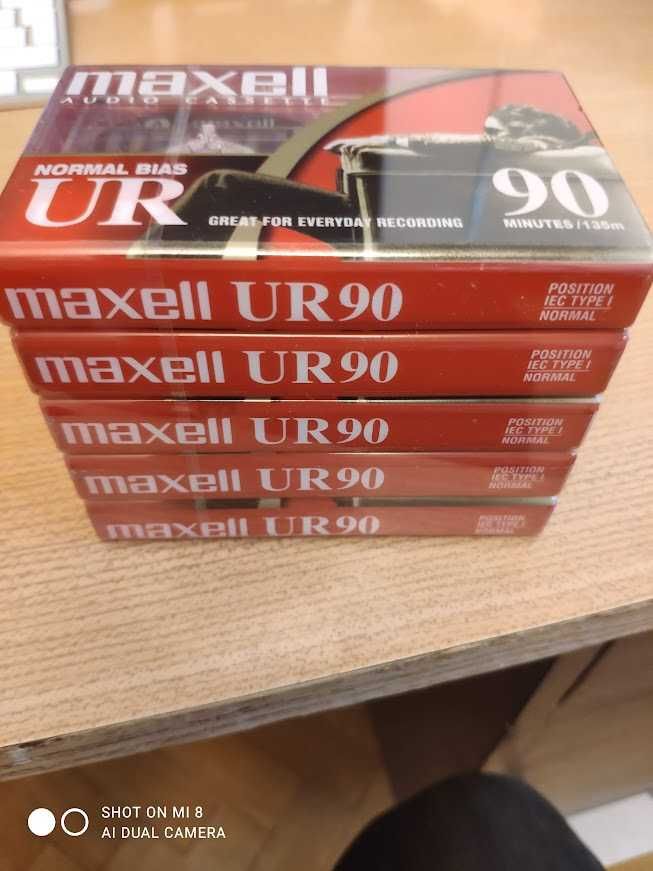 5 kaset Maxell UR-90 fabrycznie zapakowane