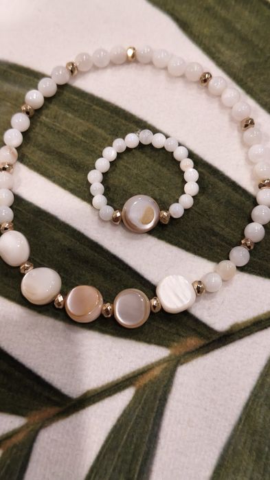 Zestaw bransoletka i pierścionek z naturalnych kamieni