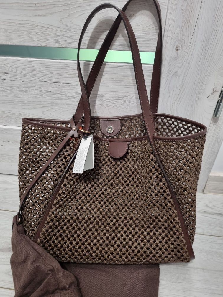Nowa torebka Parfois czekoladowy brąz ażurowa shopper