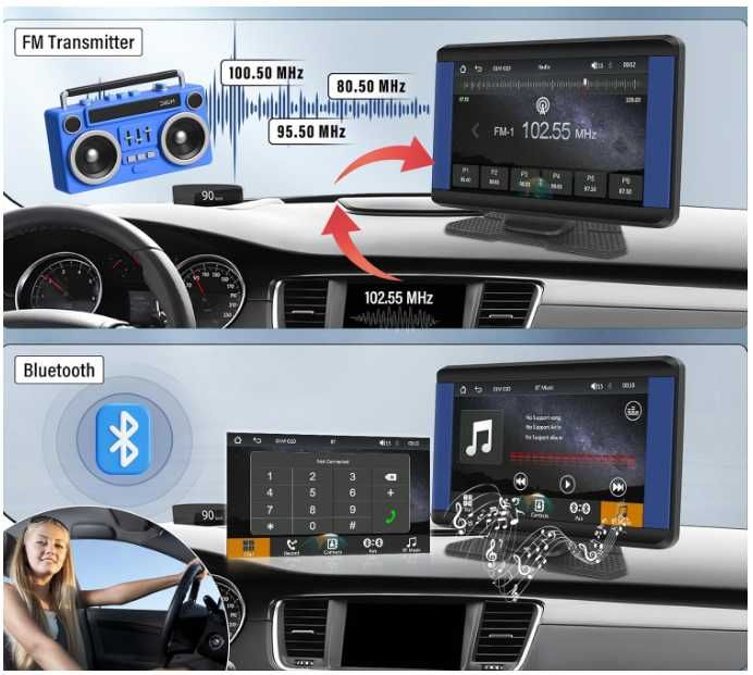 Bezprzewodowe Radio Samochodowe 7 Cali Carplay Android Kamera