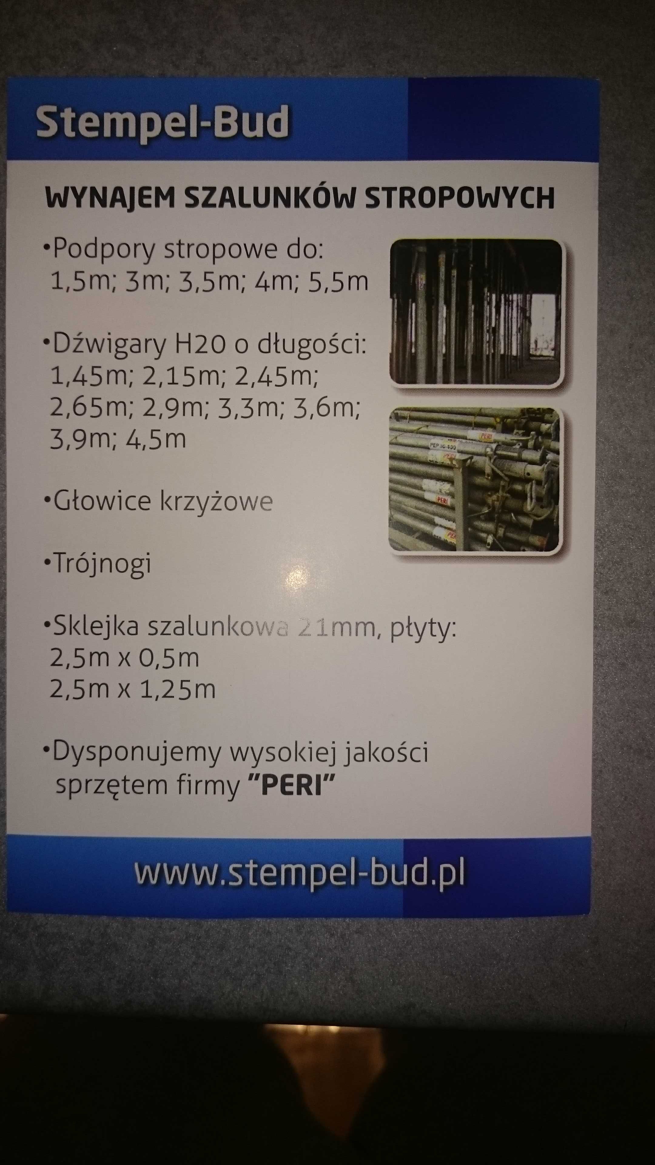 Wynajem Wypożyczalnia SZALUNKI Stropowe Podpory_Stemple PERI-Warszawa