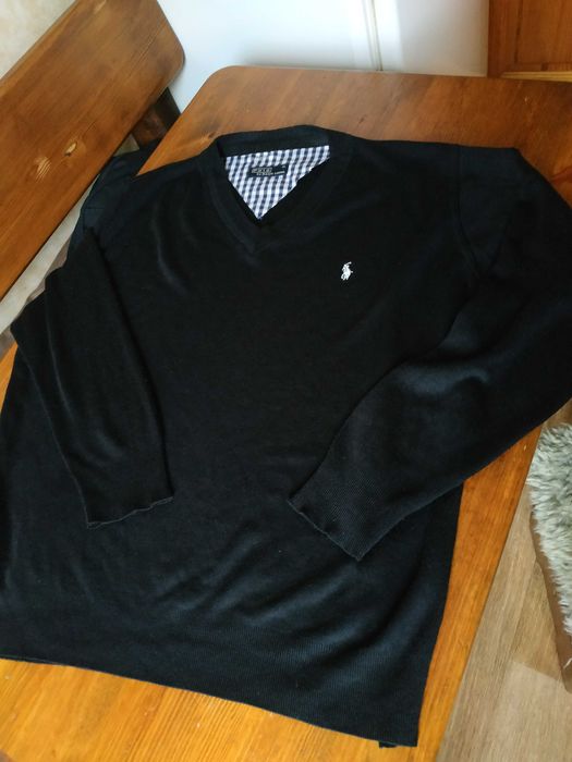 Чорний светр джемпер для підлітка polo ralph lauren бавовна 100% XL