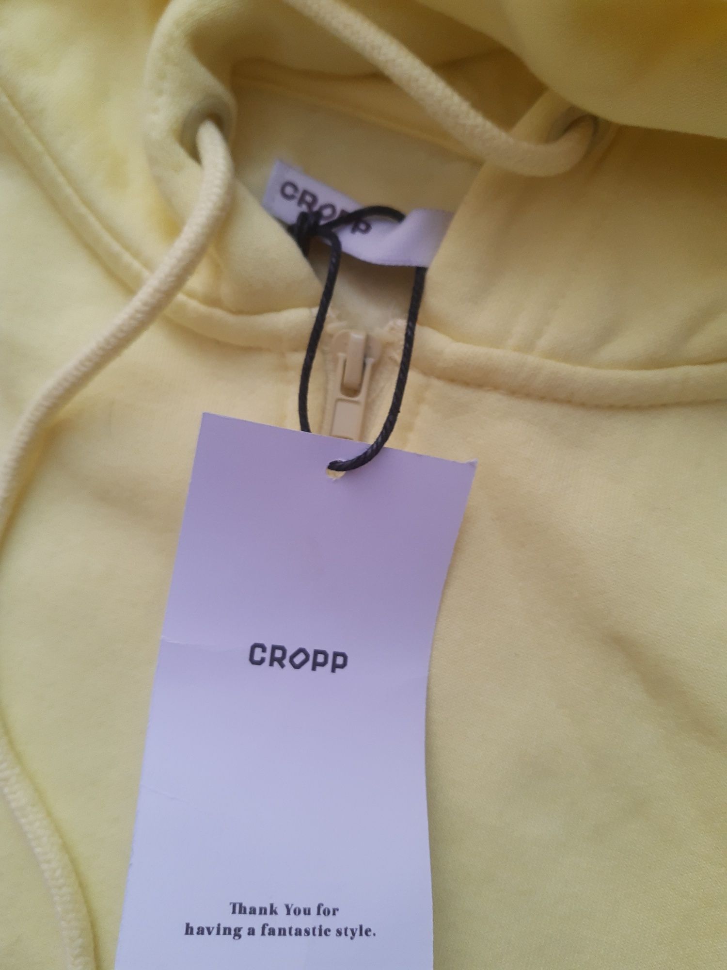Bluza rozpinana z kapturem, żółta firmy CROPP