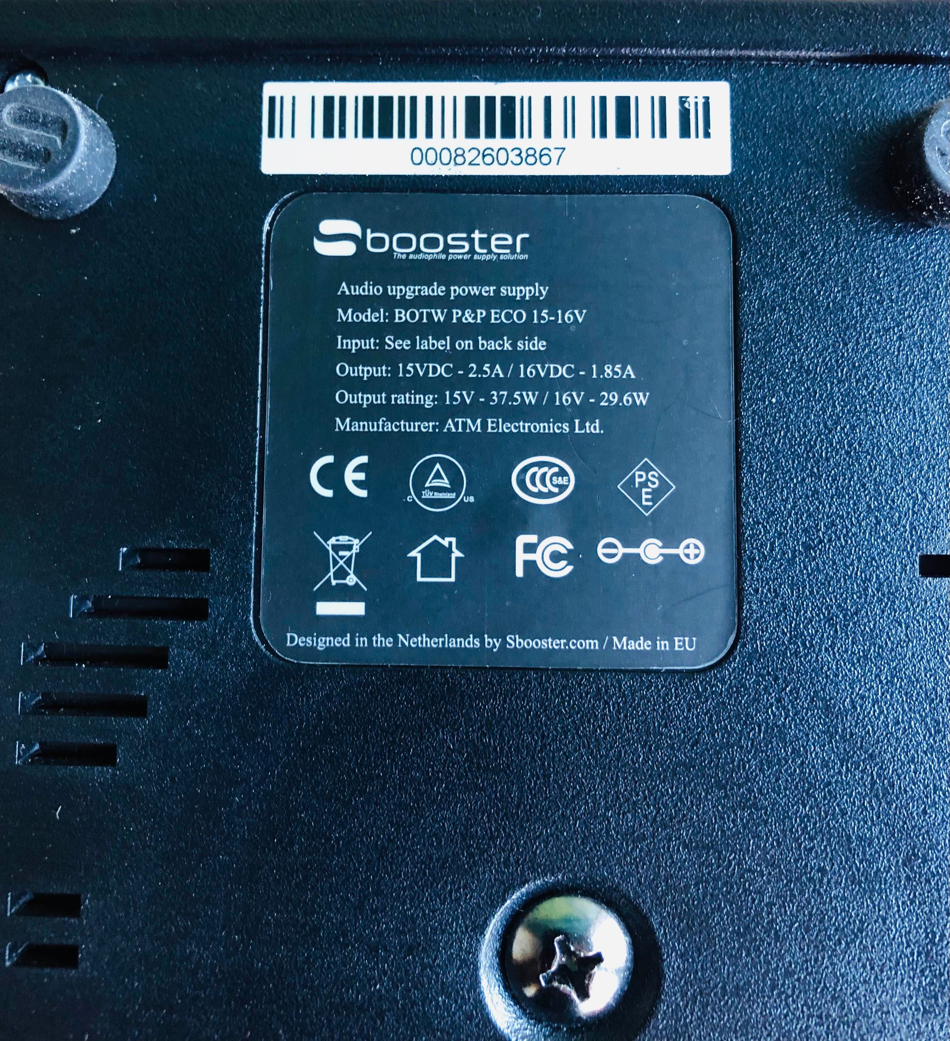 SBooster  15 - 16,5 V      Fonte Alimentação  Audio