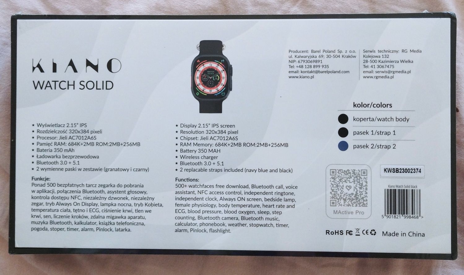 Smartwatch Kiano Watch Solid nowy w folii