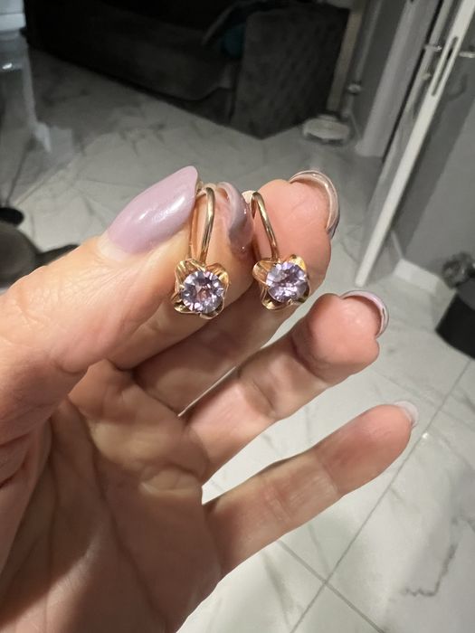 Серьги ссср  583 пробы с александритом