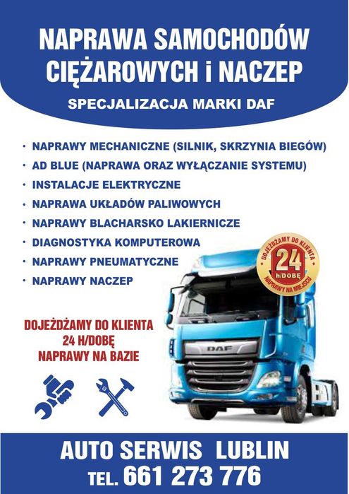 TIR SerWIs LuBLin 24H/7 dojazd do klienta