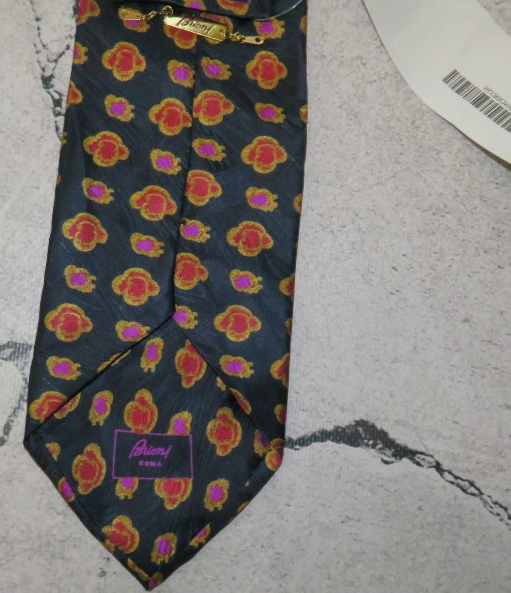 Brioni ciekawy jedwabny krawat