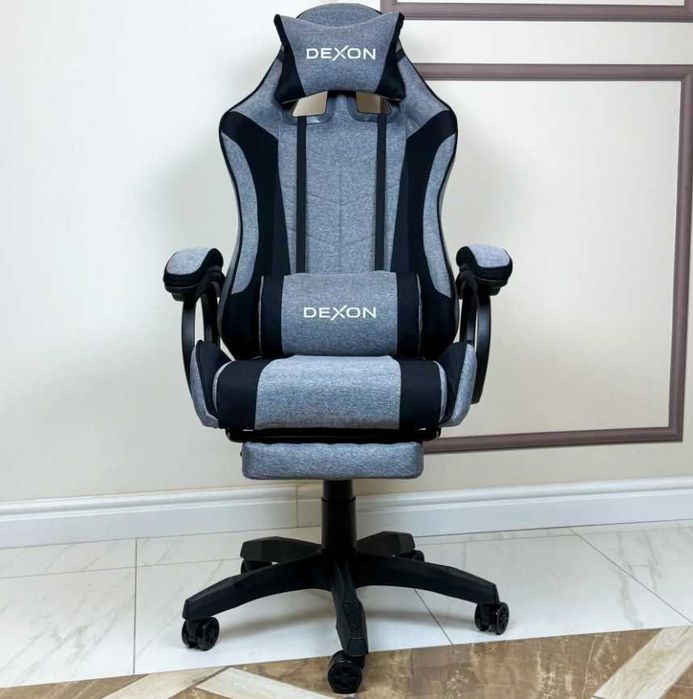 геймерське крісло з підставкою для ніг тканеве кресло геймерское