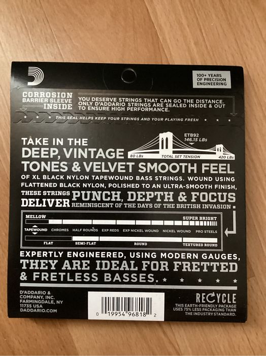 Басові струни D’Addario etb92-4 string Nylon Tapewound