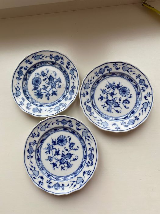3 szt Meissen Miśnia 100 letni cebulowy talerz 14 cm
