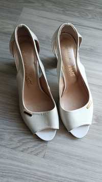 Buty białe złote 36 bez palców szpilki sandałki sandały Alberto Violli