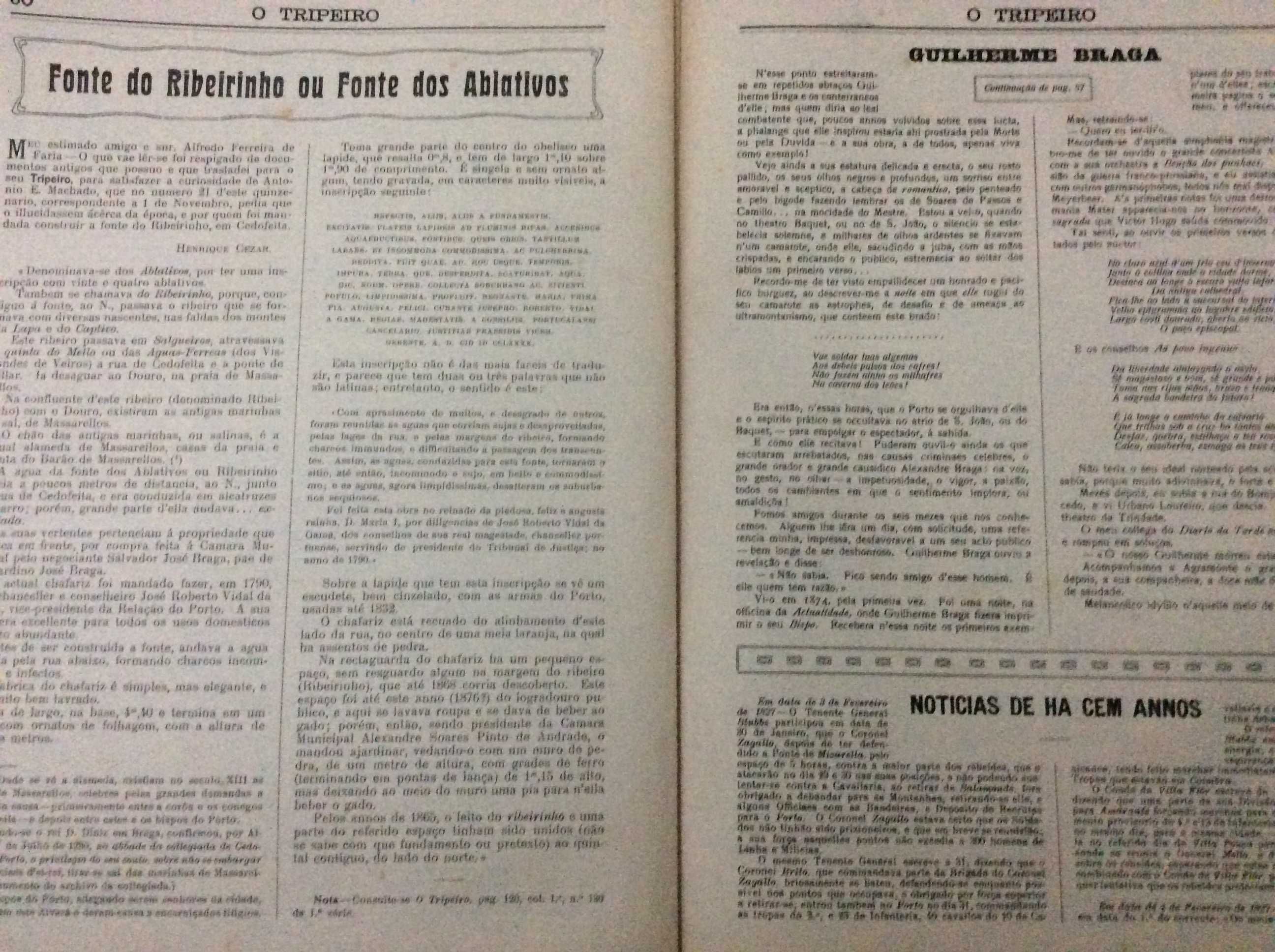 Um pouco da história do Porto e arredores. O Tripeiro, 1927