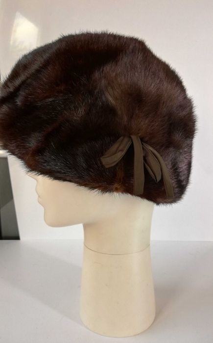 Beret w stylu retro norka futro naturalne
