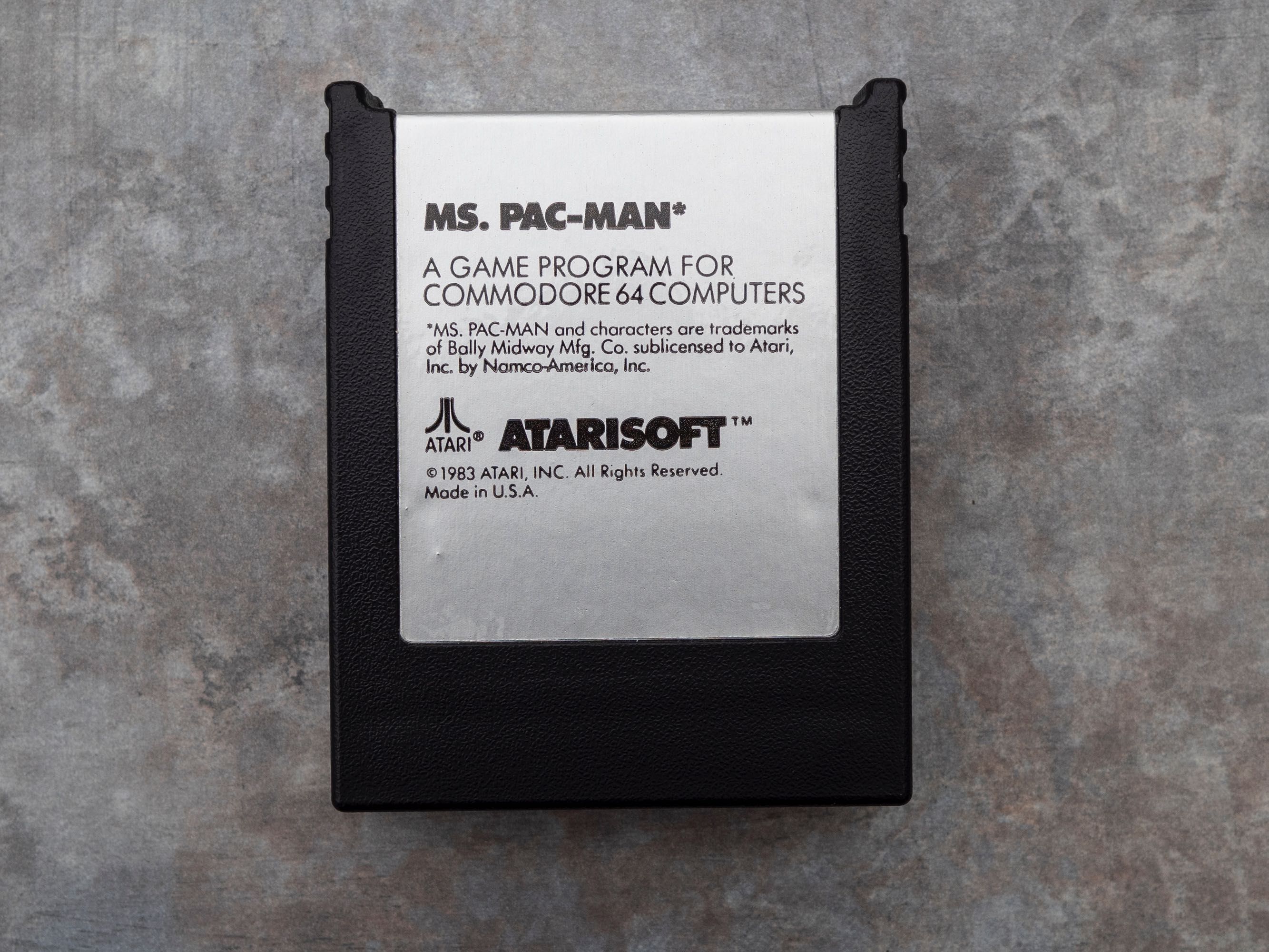 Atari Ms. Pac Man. Wersja dla Commodore 64. Cartridge w pudełku