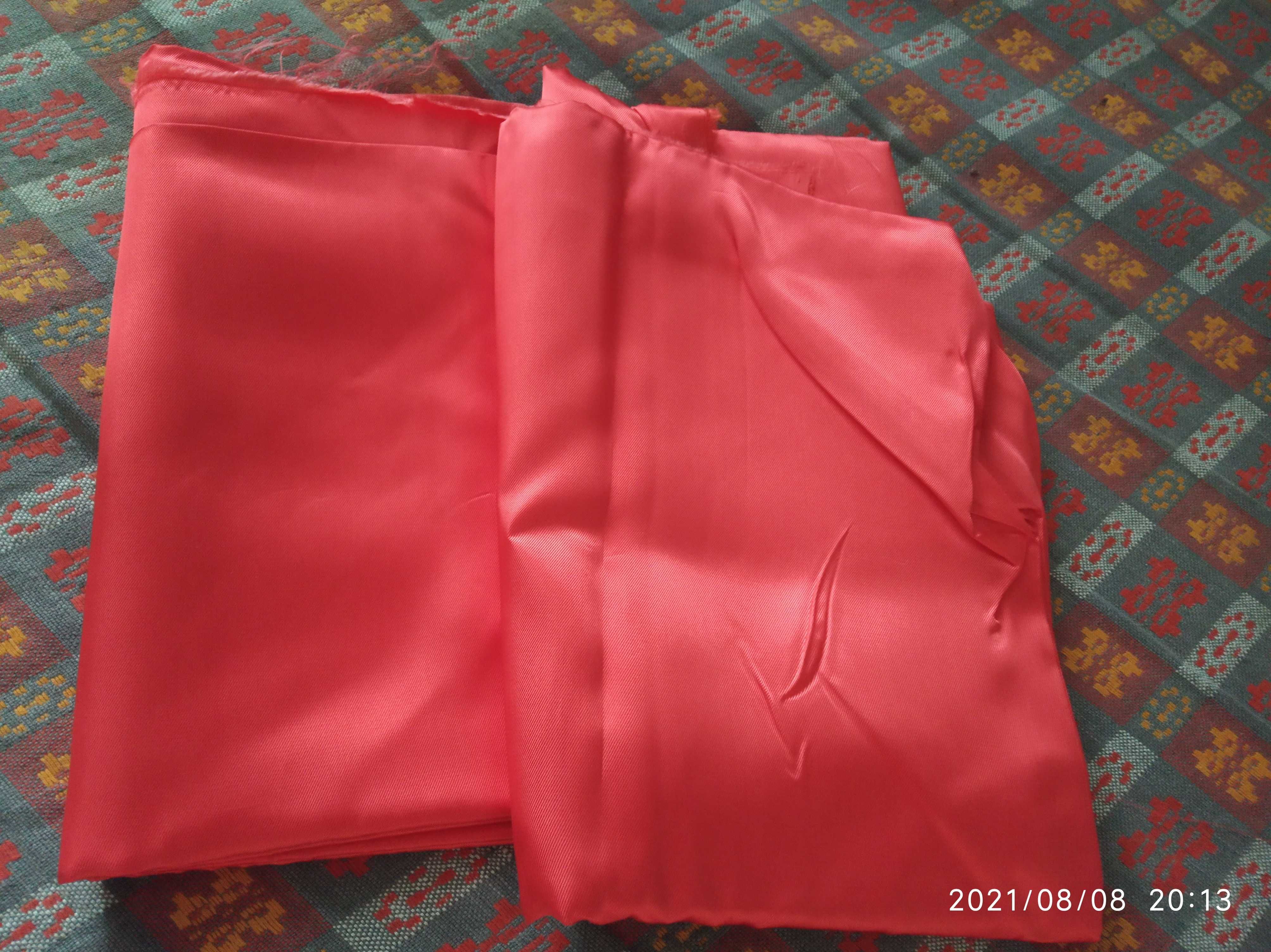 Тканина ткань матеріал червоний атлас для подушок відрізок