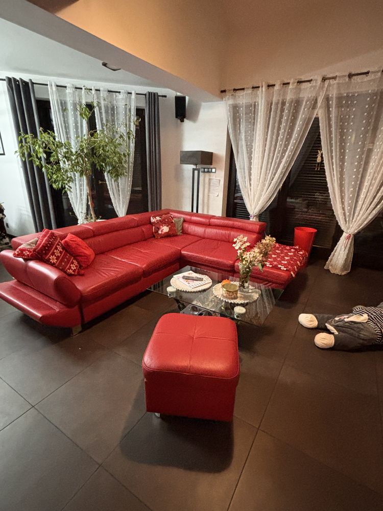 Sofa skorzana czerwona