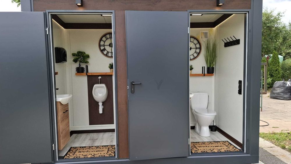 Kontener pawilon sanitarny, toaleta, łazienka mobilna ogrodowa wc