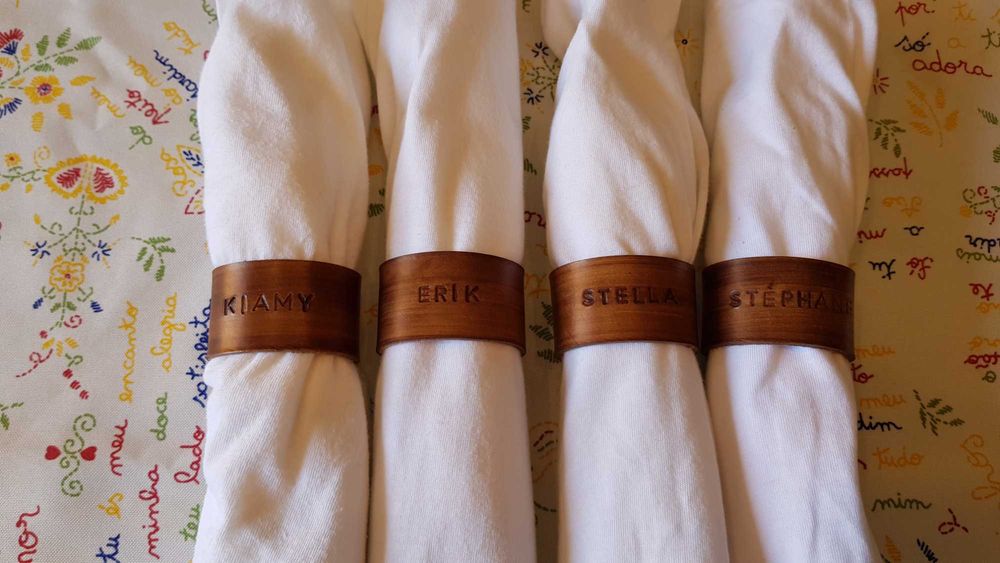 Casamento / Comunhão Argola Guardanapo Couro Personalizados