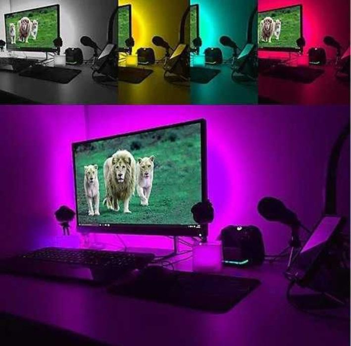 Разноцветная LED лента 5050RGB 5m подключение USB управление смартфон