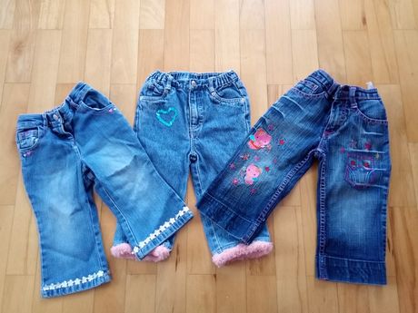 Zestaw, 3 szt, spodnie, jeans, jeansy, r.80