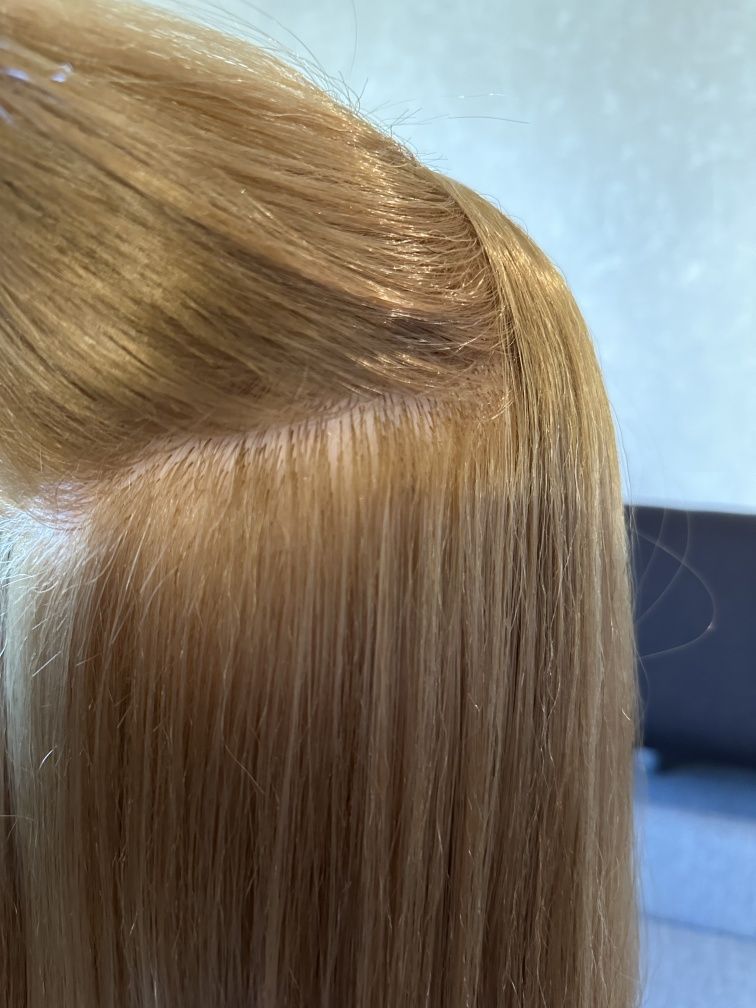 Манекен голова з натуральним волоссям для зачісок ТЕРМО болванка